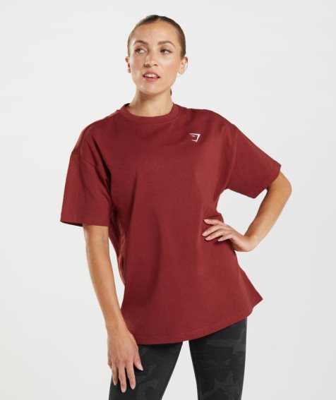 Camiseta Gymshark Entrenamiento Oversized Mujer Rojos | MX 741IOD